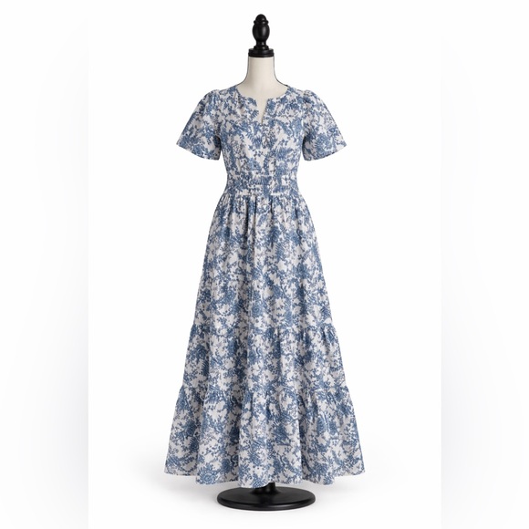 Anthropologie Dresses & Skirts - Anthropologie Maeve Somerset Blue Toile Floral Tiered Maxi Dress